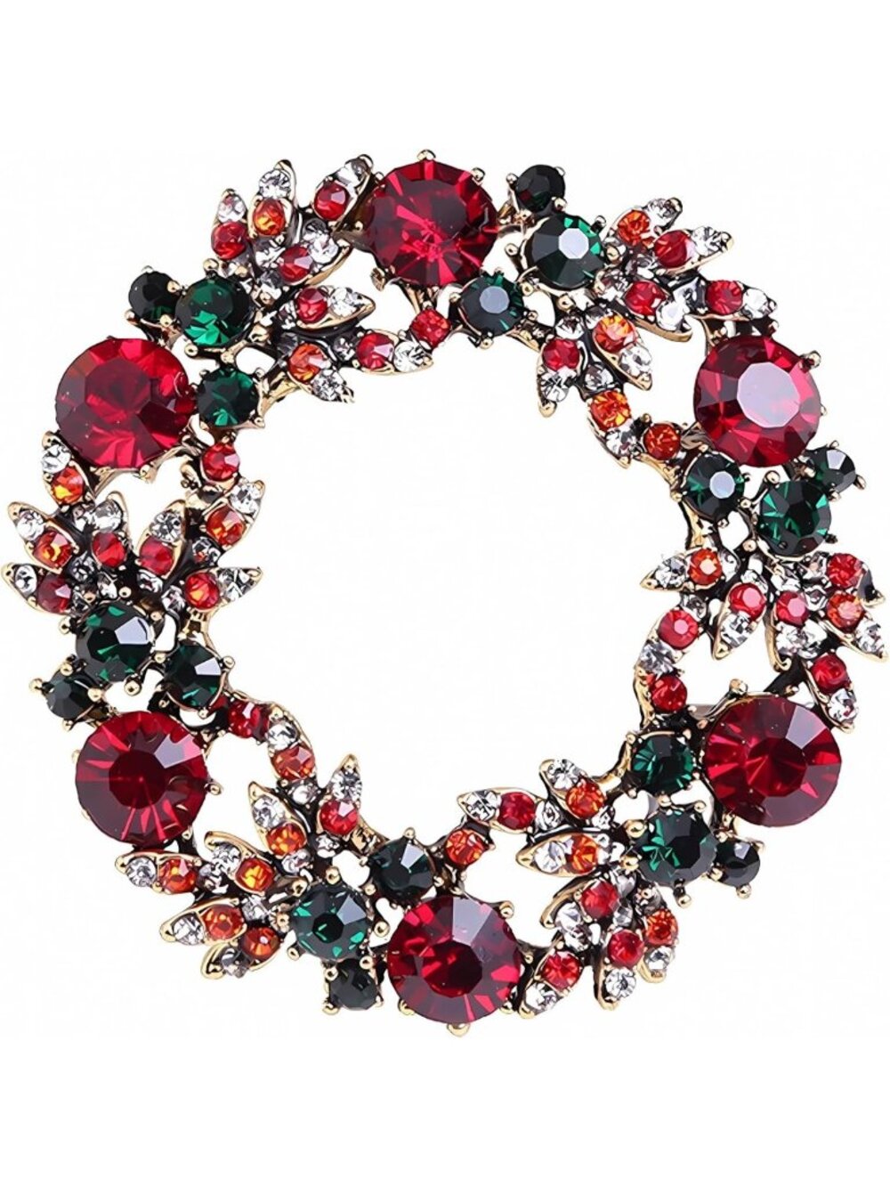 Elegant Crystal Rhinestone Flower Wreath Brooch Pin for Weddings & Holidays